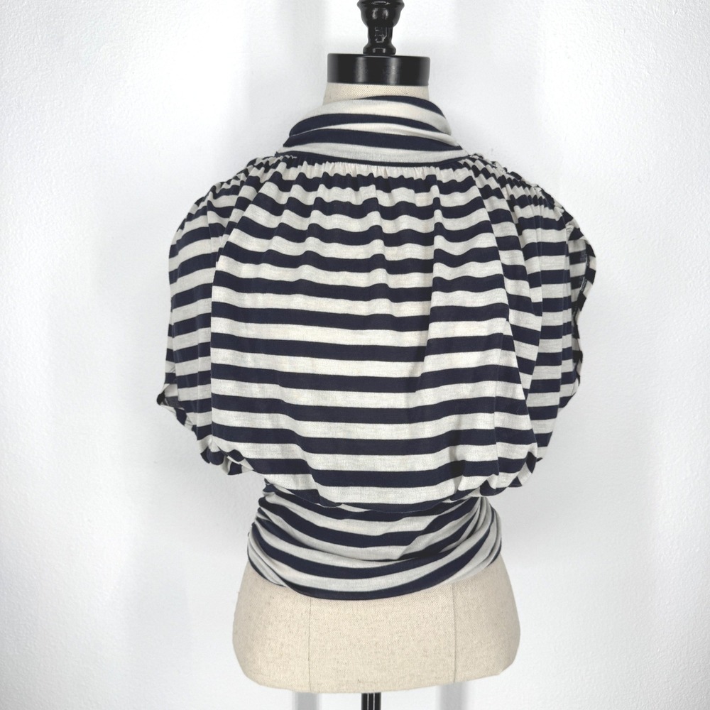 Maeve Anthropologie Draped Dolman Keyhole Top Striped Navy White XS Coastal